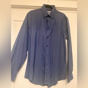 Jos A Bank Navy Dress Shirt - Slim Fit -  Mens Size 16-36